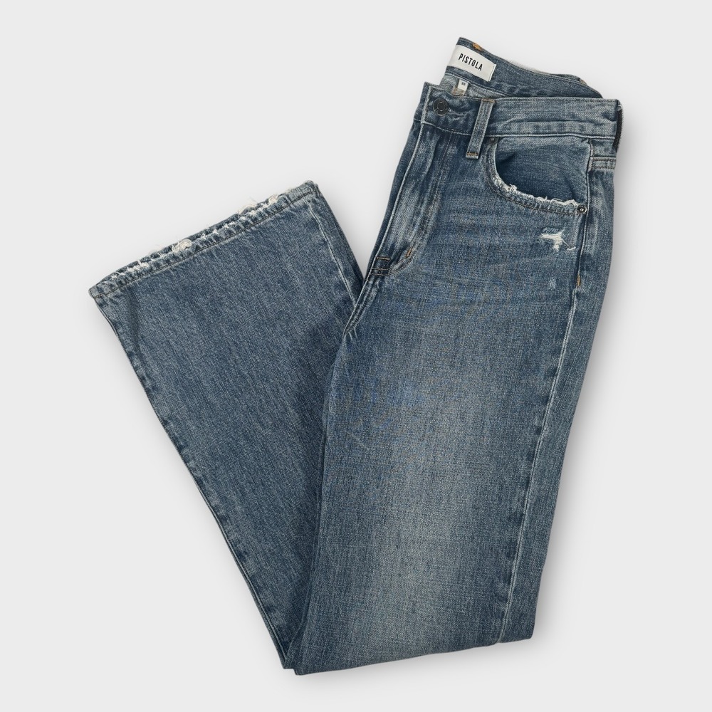 pistola Medium Wash Blue Wide Leg Jeans